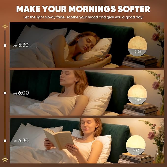 Stillstorm Sunrise Alarm Clock, Sound Machine, Fabric Dimmable Night Light for Heavy Sleepers, White Noise Machine for Baby, Dual Alarm Function 30 Sleep Sounds, Wake Up Light with 17 Effects