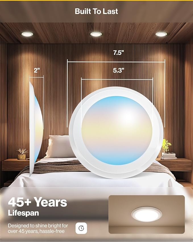 Sunco 42 Pack LED Disc Lights Ceiling 6 Inch, Flush Mount Disk Light, Recessed Can Lighting, 1050 LM, 15W (75W Equivalent), Selectable CCT 3000K/4000K/5000K/6000K/6500K, Dimmable, Damp Rated ETL