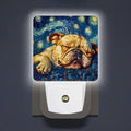 LED Night Lights Plug into Wall,Starry Night Sleeping Bulldog Decorative Night Lights Plug into Wall with Auto Light Sensor for Boys Girls Bedroom Decorative Nightlight Led Lamp