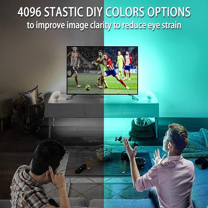 MY BEAUTY LIGHT LED Lights - 14.8ft RGB LED Strip for 60-70in TV, 4096 DIY Colors Options, Smart Ambient Lighting for Bedroom & Gaming Room Decor