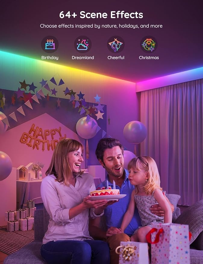 Govee RGBIC LED Strip Lights, 32.8ft Smart LED Lights for Bedroom, Bluetooth LED Lights APP Control, DIY Multiple Colors on One Line, Color Changing LED Strip Lighting Music Sync, Home Decor