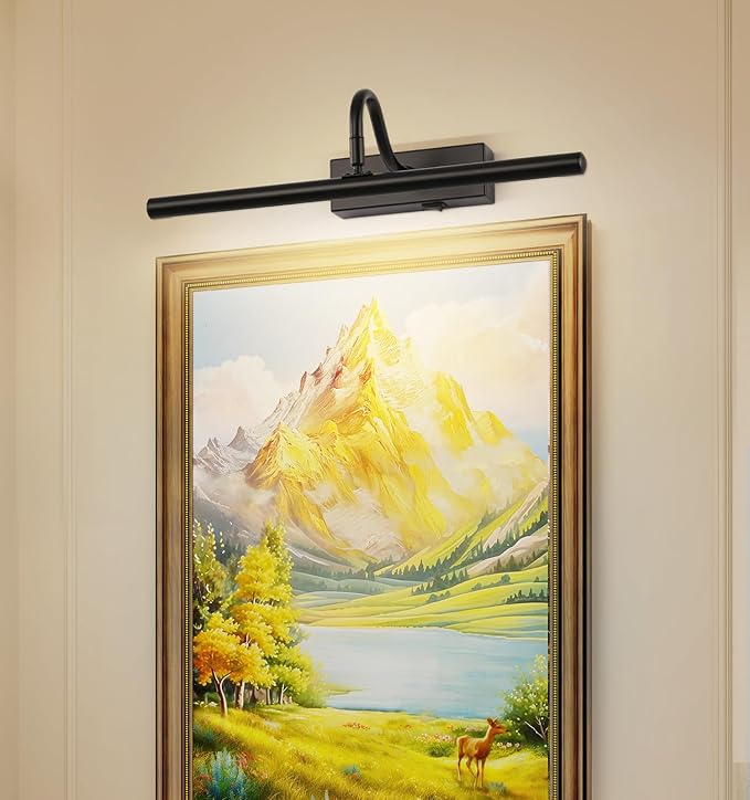Picture Light,10000mAh Picture Lights for Wall with Remote,15.75 inch Art Light for Paintings, Gallery Lighting for Photo,Mirror,Artwork Frame,Portrait(Black)