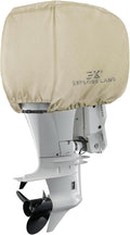 Explore Land Waterproof 600D Heavy Duty Outboard Motor Cover - Full Size Boat Engine Covers Fit for Motor 50-115 HP, Tan