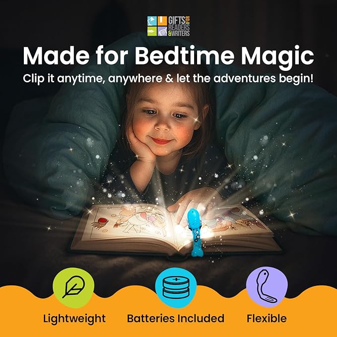 Gifts for Readers & Writers Bookmark Reading Light Robot Blue - 2in1 Clip On Bookmark Kids Light for Reading in Bed, Travel Cute Lights, 8 Lumen LED