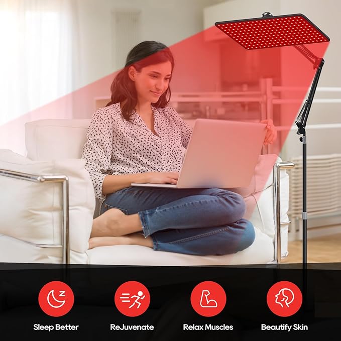 Morfone Red Light Therapy for Face and Body - Wireless Magnetic Remote, 660nm 850nm 940nm 3 in 1 Red Infrared Light Therapy Lamp with Stand with Large Panel, Therapy Device at Home, Gifts for Women