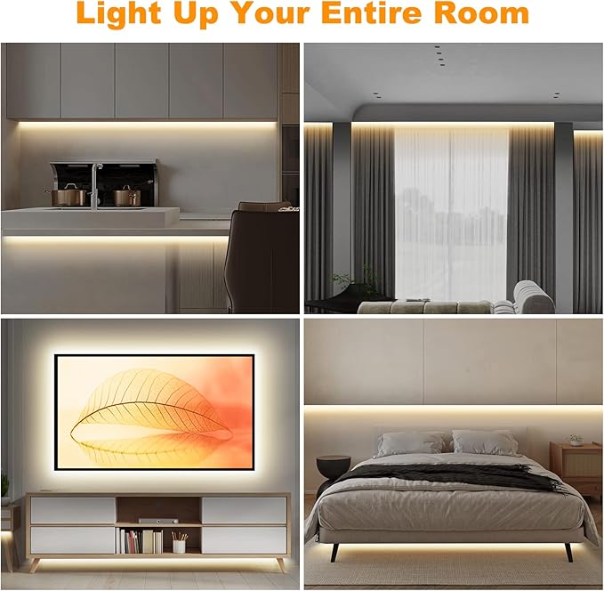 Smart White COB Led Strip Light with App and Remote, 16.4ft 4000K WiFi Bright COB Light Strip Compatible with Alexa Google, Dimmable Indoor COB Led Lights for Mirror, Room, Cabinet, Kitchen