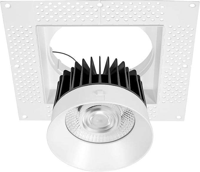 Maxxima 6” Trimless Ultra-Thin Square Recessed Anti-Glare LED Downlight, Canless IC Rated, 1800 Lumens 5 Color Temperature Selectable 2700K/3000K/3500K/4000K/5000K Dimmable, 90 CRI, J-Box Included