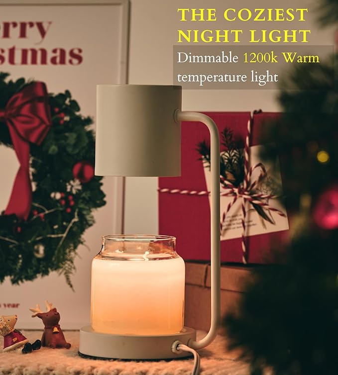 Cozyberry® Querencia Lamp, Yankee Candle Compatible, Metal, Dimvable Candle Melter, Small & Large Jar Sizes (White)