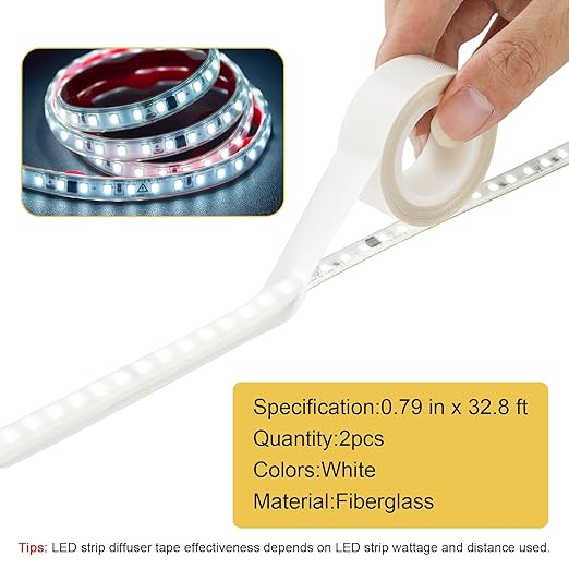 Light Soften Tape 2 PCS 0.78inx29ft LED Light Strip Masking Tape for Slightly Diffuser Light,White