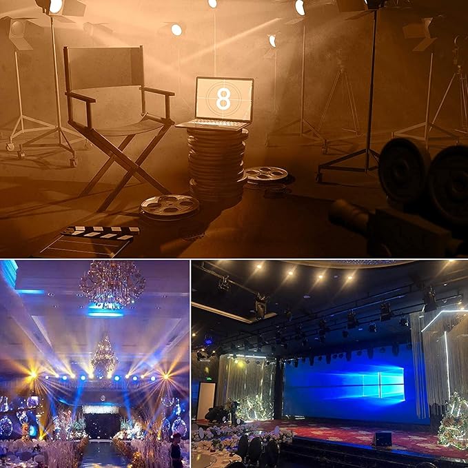 Seven Stars 200W COB Lights LED Par Light Warm White & Cool White Stage Wash Lights, DMX Stage Lights for Church/Theater/Party/Stage Show/Club/Karaoke/Photo Studio (4 Pack)