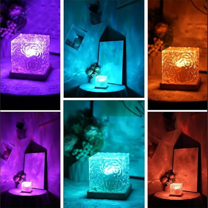 Magical Northern Lights Cube, Aurora Night Light Projector, Northern Lights Lamp with 16 Colors and Aurora Drift Effects for Your Room, Party Bed Room Decoration (Plastic Base, Plug-in)