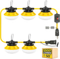 3 Prong LED String Lights: 50FT Linkable ETL Certified Bright Work Lights with Mechanical Switch, Hanging Temporary Outdoor/Indoor Lighting for Construction Attic Jobsite Garage Shop