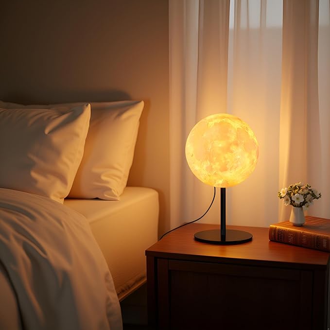 Moon Lamp Christmas Gifts for Kids Boys Girls Teens, Dimmable Small Table Lamp for Bedroom with 30 Modes, Night Light Bedside Lamps for Night Stands, Desk Lamp for Living Room, Office, Dorm, Kids Room