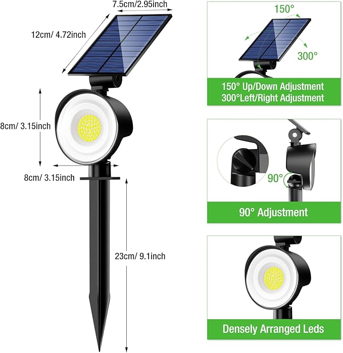 nipify 8 Pack Solar Spot Lights Outdoor Waterproof with 3 Modes, Solar Spotlight Light for Outside Yard Landscape Lighting Pathway Lights Wall,Warm White