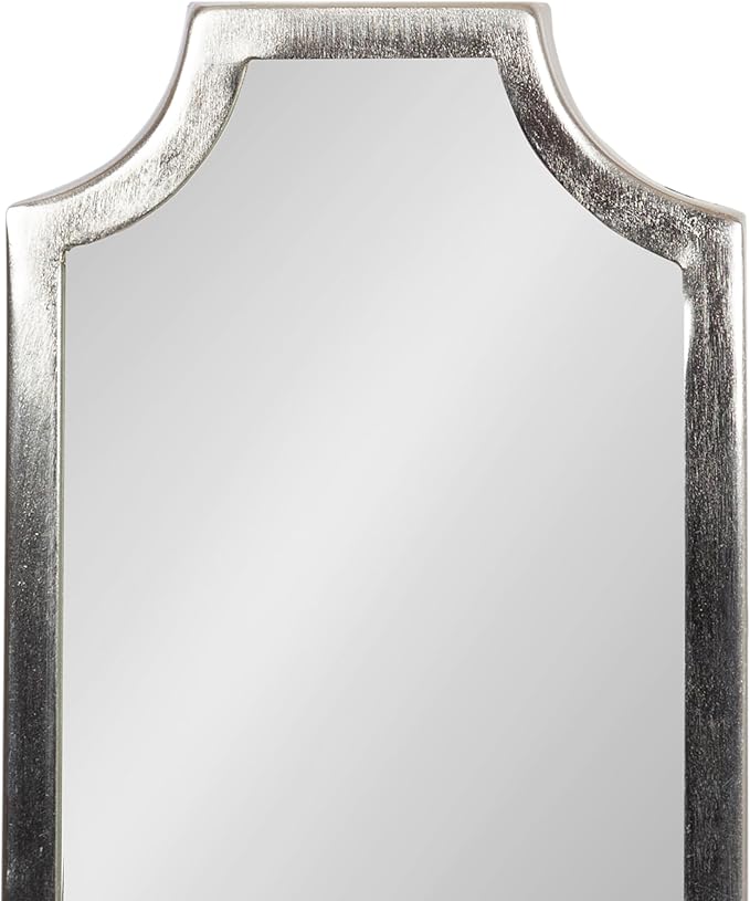 Kate and Laurel Ciel Glam Mirrored Wall Sconce; 6 x 5 x 16; Silver; Traditional Scalloped Candle Holder with Removable Glass Cylinder and Mirror for Bathroom or Bedroom Wall Decor