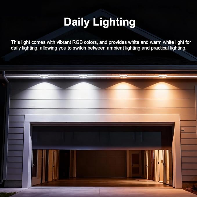 Smart Permanent Outdoor Lights for House, 50ft with 18 RGB+IC LED Lights, Music Sync, IP67 Waterproof Eaves Lighting, App/Remote Control, Outside LED Lights for Party, Christmas, Daily Decorations