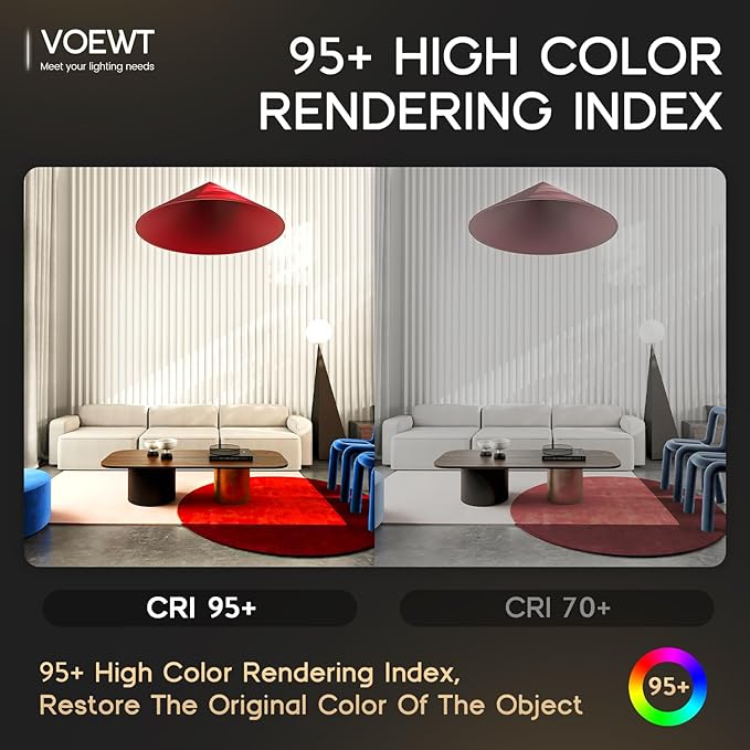 COB LED Strip Lights Daylight White 6000K,16.4ft 12V High CRI 95Ra+ Super Bright,Flexible Tape Lights for Bedroom,Mirror,Kitchen Cabinet, Living Room(Power Supply Not Included)