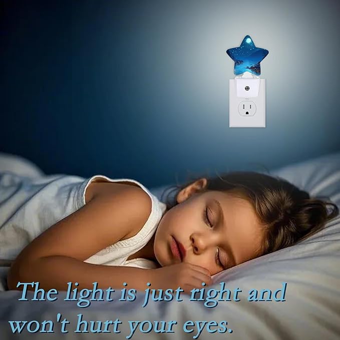 Full Moon Night Light,Sparkling Lake Plug-in Night Light Auto Dusk-to-Dawn Sensor Energy Efficient Led Lamp for Room Decor,Hallway,Kitchen,Bathroom,Plug-in,Decor Desk Lamp Gifts