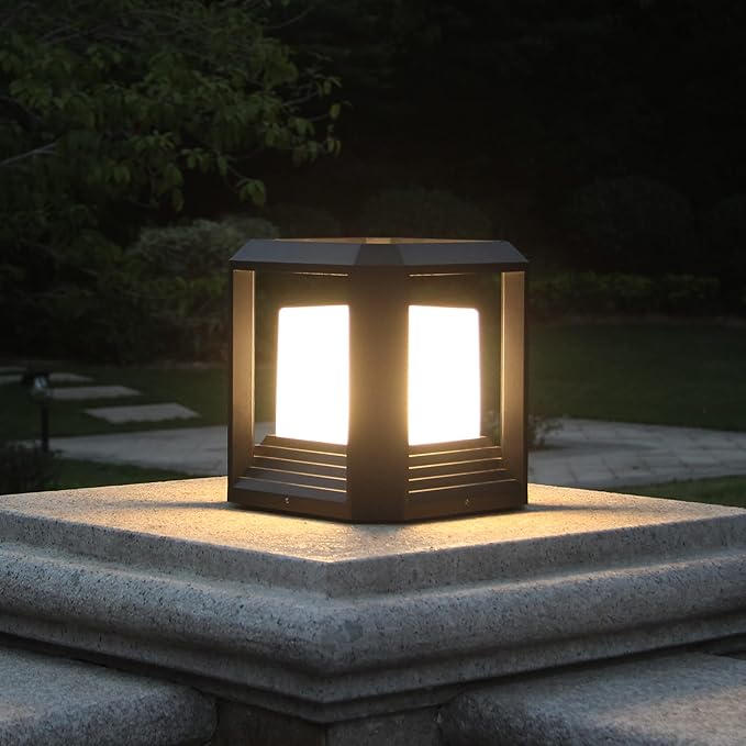 Outdoor Post Lights for Deck, Fence, and Yard - Hard Wired 120V Waterproof Column Lights, 20W 3000K LED Pillar Lights Outdoor for Garden Driveway Patio - ETL Listed Modern Exterior Lighting