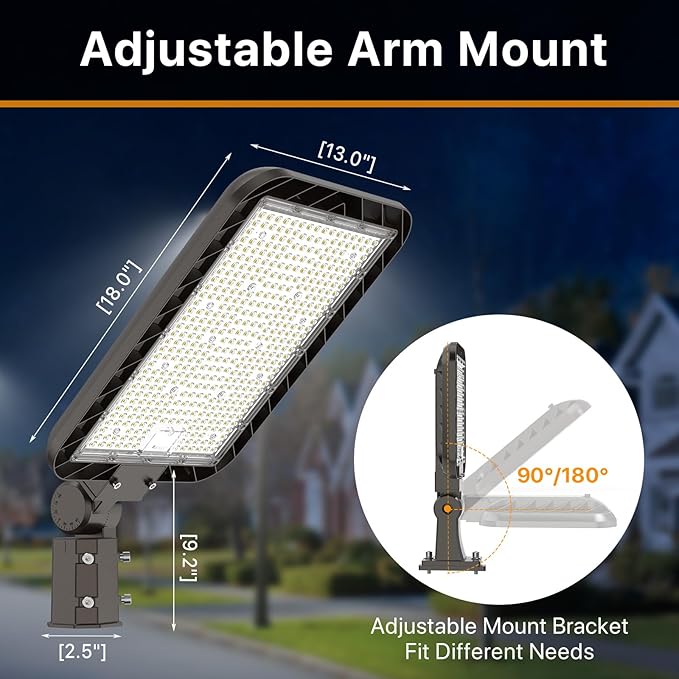 400W LED Parking Lot Light with Slip Fit Mount 60,000LM (150LM/W) Dusk to Dawn Outdoor Photocell IP65 Shoebox Pole Light 5000K 100-277V Commercial Street Area Lighting for Roadways, Stadiums