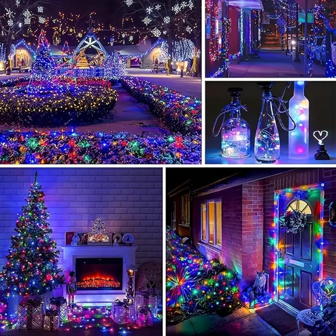 Solar Christmas Lights for Outside, 200LED 66FT Solar String Lights Outdoor, Waterproof Copper Wire with 8 Modes Twinkle Fairy Lights for Tree Garden Party Xmas Decor Multicolor