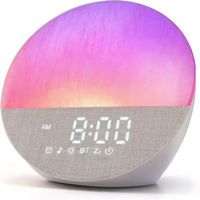 Stillstorm Sunrise Alarm Clock, Sound Machine, Fabric Dimmable Night Light for Heavy Sleepers, White Noise Machine for Baby, Dual Alarm Function 30 Sleep Sounds, Wake Up Light with 17 Effects