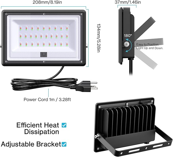 50W LED Flood Light Outdoor, 2700K Warm White RGB Flood Lights with Remote, DIY Color Changing Outdoor Lights, IP66 Waterproof Uplights for Events, Uplighting for Christmas, LED Stage Lights 2 Pack
