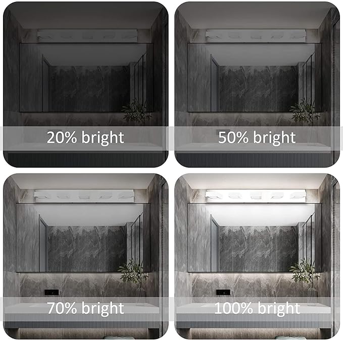 Ralbay Dimmable Chrome Bathroom Light Fixtures 5 Lights Modern LED Vanity Light Fixtures Acrylic Stainless Steel Chrome Bathroom Vanity Wall Lighting Over Mirror