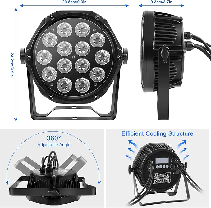 14LED Par Lights Outdoor Waterproof RGBW 4-in-1 Stage Light, 210W Wash Par Can Light, DMX Control Strobe Effect for DJ, Church, Wedding, Outdoor Event, Halloween, Christmas, Club, Wedding, Bars