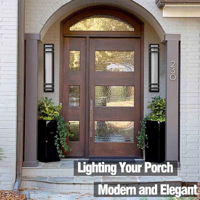 10%-100% Dimmable Outdoor Wall Lights 2Packs, LED 3000k 4500K 6000k Exterior Light Fixture, IP65 Waterproof, Matt Black Wall Lighting for House Porch Patio(2Pack)
