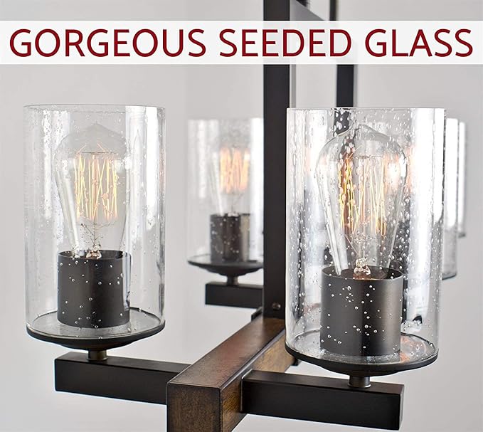 3 Pack Clear Seeded Glass Lamp Shades, 5.9in Height, 3.9in Diameter, 1.7in Fitter, Cylinder Bubble Glass Shade Covers, Seeded Glass Replacement for Pendant Light Chandelier Wall Sconce
