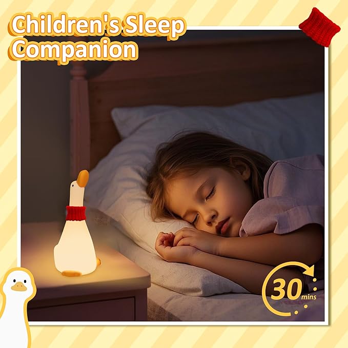Attivolife Duck Night Light for Nursery, Cute Animal Dream Duck Lamp with Dimmable Timer, Rechargeable Bedroom Bedside Decor Touch Soft Silicone Nightlight, Birthday Xmas Gift for Kid Baby Girl Boy