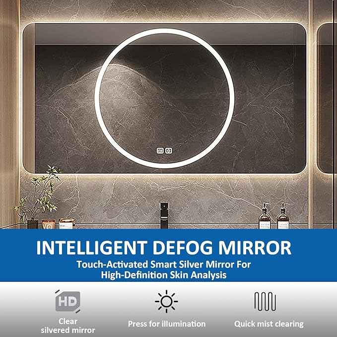 Bathroom Vanity Set - Bathroom Vanity with Sink Include Led Smart Defogging Mirror Cabinet & Ambient Lighting | Wall Mounted Bathroom Vanities (30'')