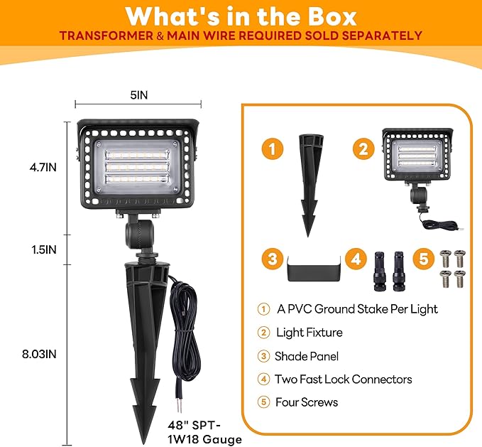 Gardenreet Low Voltage Flood Light - Landscape LED Wall Wash Light 12V, 5/10/15/20W & 3 Color Temperature Adjustable, Outdoor Aluminum Waterproof Black Lighting for Patio Tree Yard Wall 4 Pack