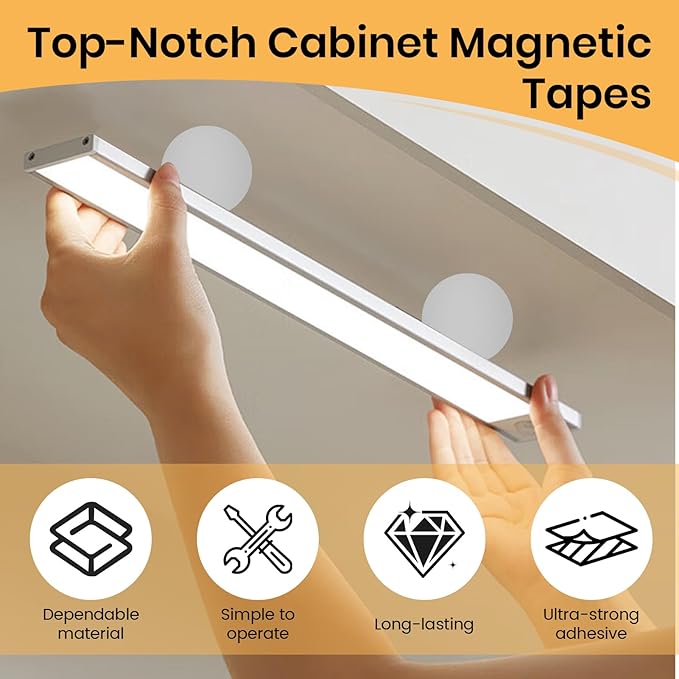 24 Pack Under Cabinet Light Metal Adhesive Strips for Magnetic LED Lights, Replacement Iron Plates Sticky Mounting Brackets for Closet Kitchen Wardrobe Counter Lighting Holders (Not Magnetic)