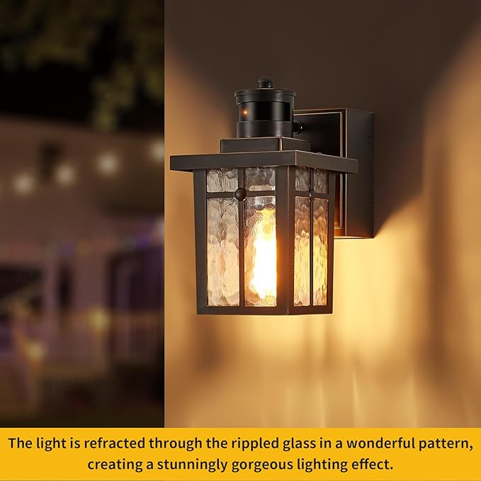 Porch Lights with GFCI Outlet,Dusk to Dawn Motion Sensor Outdoor Lights,3 Lighting Modes Black Front Door Light,Waterproof Exterior Light Fixture,Outside Wall Lamp for House Patio Garage