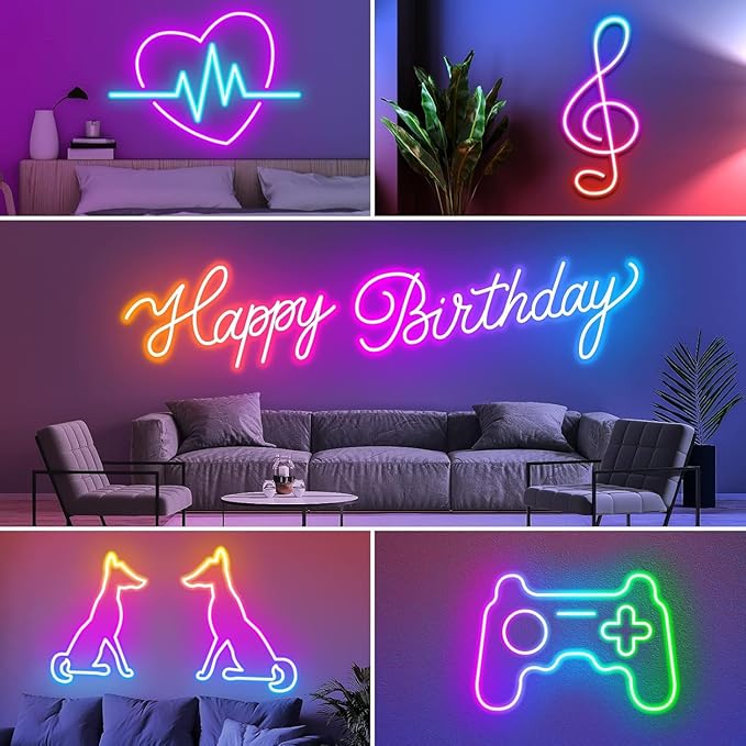 32.8Ft Neon Rope Lights,Flexible Led Rope Lights Control with App/Remote,Multiple Modes Rope Lights,IP65 Outdoor RGB Led Neon Lights Waterproof,Music Sync Gaming Led Light Strip (16.4FT)