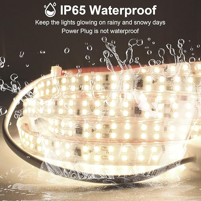 LED Lights 3.28ft AC 110 Volts LED Strip Lights Flexible Cuttable Rope Light 240LEDs/m 4000K SMD 2835 White Tape Lights with Adhesive for Bedroom Indoor Outdoor Cabinet Lighting