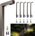 Gardenreet Solid Cast Brass Pathway Lights, 12v Landscape Path Light Outdoor Waterproof, Electric Walkway Lights Wired, L-Shape Antique Bronze Garden Lawn with 3W 3000K Soft White G4 Bulb (6 Pack)