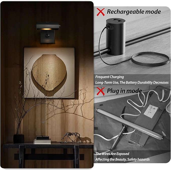Brass Picture Light Picture Lights Gold Retro Art Light Vintage Picture Frame Lights E26 Bulb (Black, 8 in)
