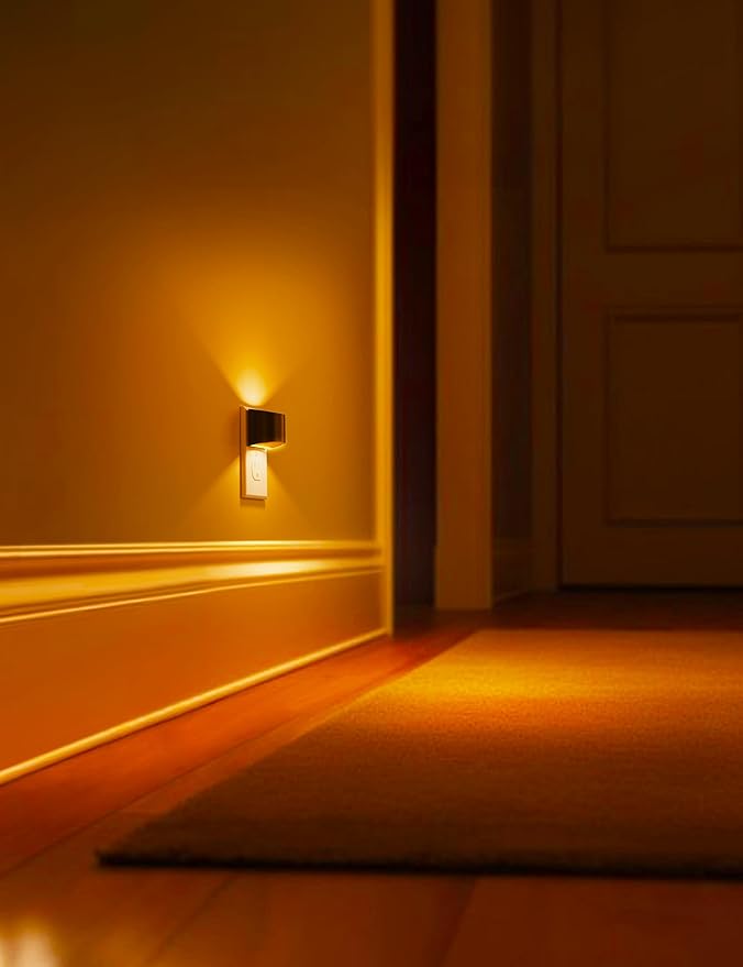L LOHAS LED Night Light 2 Pack, Night Lights Plug into Wall, Dusk to Dawn Sensor Nightlight, 3 Level Brightness Adjustable, 1600K Amber Light, Mood Lighting