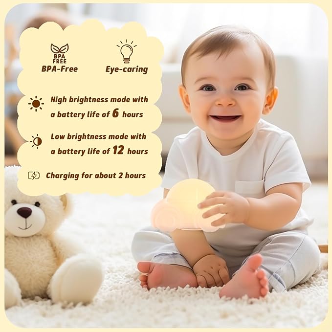 Car Night Light for Kids, Tap Control, Color Change, 15/30/60 Min Timer, Dimmble, USB-C Rechargeable Squishy Night Light, Cute Night Lamp for Boys, Girls (car)