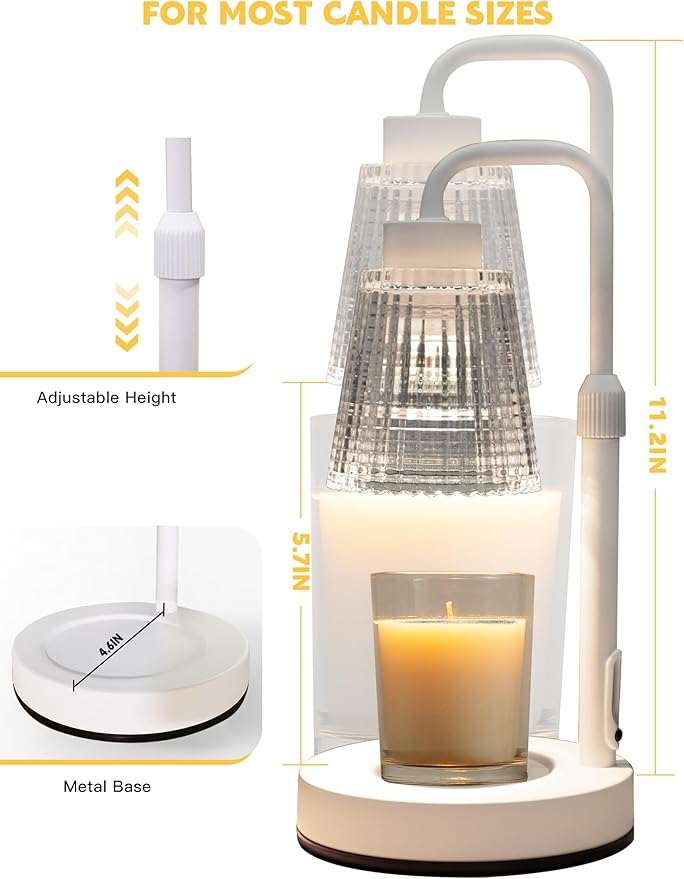Candle Warmer Lamp with Timer Dimmable, Birthday Gifts for Women Mom, House Warming Gifts New Home Decor, Wax Melt Warmer for Jar Candles with 2 Bulbs