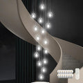 KoKo&Yukina 16-Light Nickel Mid Century Modern Chandelier for Living Room Staircase Chandelier for Entryway Clear Globe Glass Chandelier High Ceiling Chandeliers Foyer Entryway (Bulb & Remote Incl.)