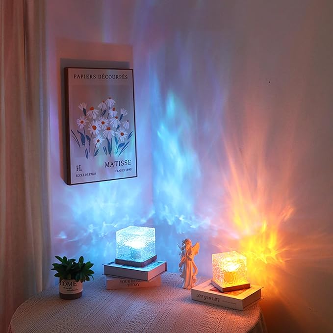 Ocean Wave Projector Light, 16 Color Rechargeable Ocean Lamp, with Power Touch Control and Remote Control Luminorthe Cube Lamp, Bringing You Romance and Tranquility(Charge)