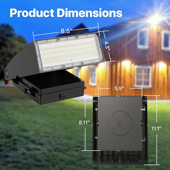 HYPERLITE Wall Pack Led Exterior Light: 100W 13,000LM ETL Listed Cut-Off LED Wall Pack Light - IP65 Waterproof Security Light Commercial and Industrial LED Wall Lights for Parking lot Home Yard