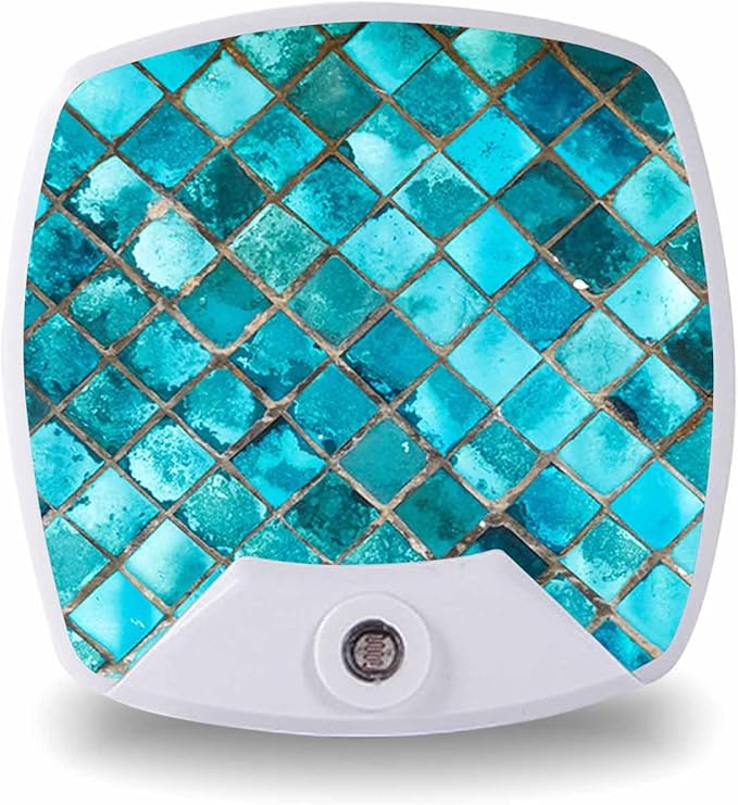 LED Square Night Light,Square Bright Glass Mosaic LED Night Light Plug into Wall with Dusk to Dawn Light Sensor White Energy Efficient Nightlight for Bedroom Hallway Living Room Kitchen