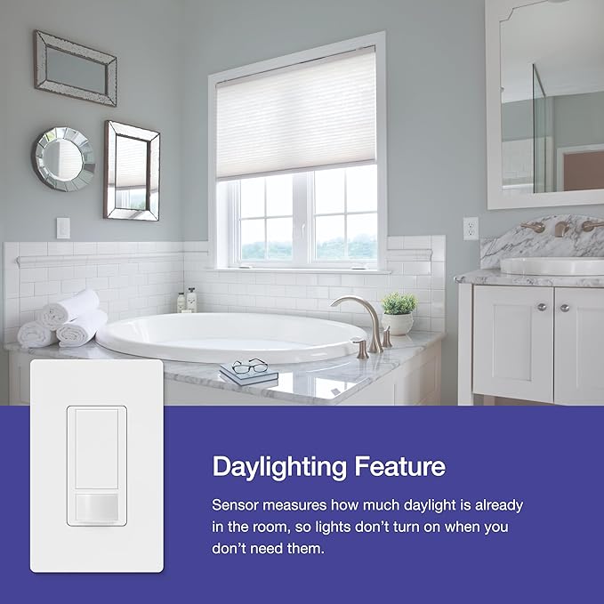 Lutron Maestro Motion Sensor Light Switch Indoor for Bathroom, Garage, Laundry Room, Any Bulbs, Occupancy Vacancy Sensor, Single-Pole, MS-OPS2-BL, Black