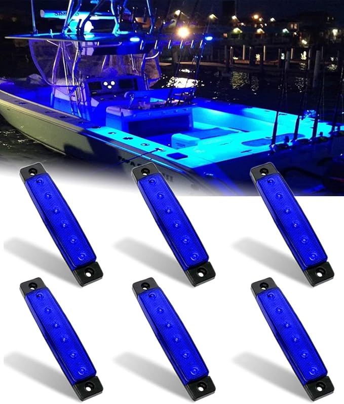 Marine Lights - 6Pcs Waterproof LED Interior Lights for Yacht, Fishing Boat, Kayak & More, 12v