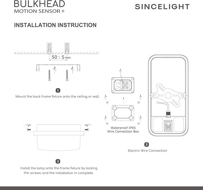 SINCELIGHT LED Bulkhead 20W with PIR Motion Sensor and Dusk to Dawn Photosensor, Dual Mode Switchable and Trigger Lighting Time Adjustable
